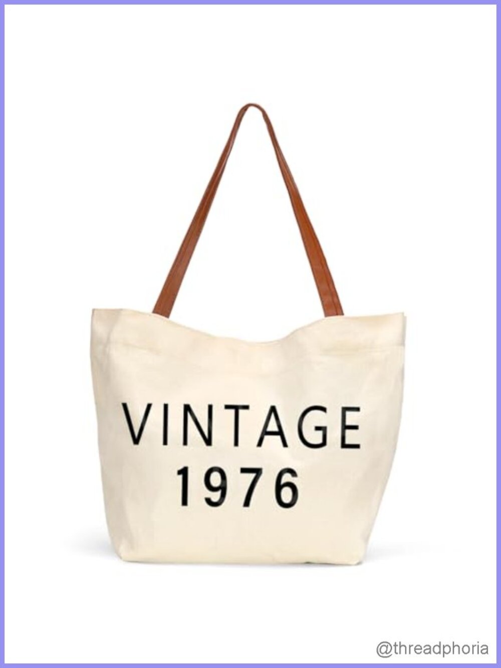 50th Birthday Gift Tote for Women, Vintage 1976 Canvas Bag, Faux Leather